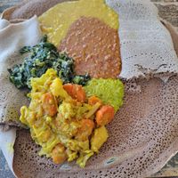 Delicious. On gluten free whole grain injera at Desta in Oakland