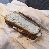 Sandwich with vegan Feta cheese at Veganer Göing - Jakobistr in Hannover