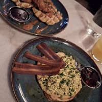 Chicken and waffles with biscoff sauce and bacon and tofu scramble pancakes at LD's Kitchen - The Black Heart in North West London