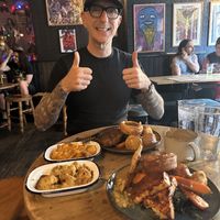 Pork roast, southern fried chicken roast  at LD's Kitchen - The Black Heart in North West London