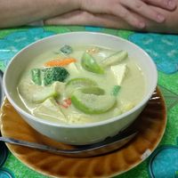 Green curry tofu vegan at Kiwi Orchid in Ranong