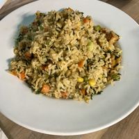 Caribbean fried rice with tofu  at Chez Olga in Grand Rapids