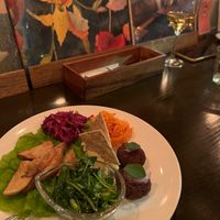 Vegan plate with farafel and hummus at Maruku in Tokyo