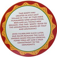 Sign in pizzaria at Two Boots Pizza - UES in New York City