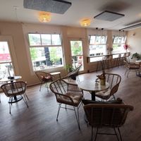 Interior facing towards the terrace at Café Brühbar  in Baden