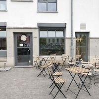 Exterior and terrace at Café Brühbar  in Baden