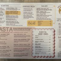 Menu  at Pasta Louise in Brooklyn