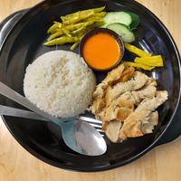 "Chicken" rice with soup at Seva Cafe in Central Singapore