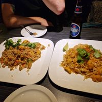 Thai rice with tofu and Pad Thai with tofu at VegeDelight 波羅蜜養生素食 in Toronto