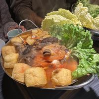 Wild mushroom and tomato soup pot (honestly prefer their other options)   at VegeDelight 波羅蜜養生素食 in Toronto