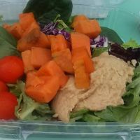 The Rainy Day salad, a vegan choice, includes hummus and sweet potato. Picture May 2021.  at Sissy's Cafe in Kingston
