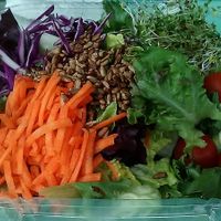 Artists' Salad, a vegan item, ordered with seeds and sprouts as additions. June 2021.  at Sissy's Cafe in Kingston
