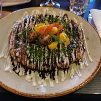 Vegan okonomiyaki (Japanese style cabbage pancake) with smokey tofu and yuzu mayo (yummy) at Teaterbaren in Falkoping