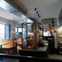Ordering and seating area at Swing Kitchen in Munich