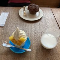 Amazake parfait, amazake and muffin  at Cafe Stand Blossom in Kamakura