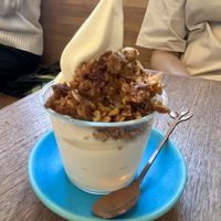 Vegan soft serve with granola  at Cafe Stand Blossom in Kamakura