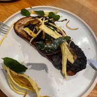 Grilled mushrooms on toasted sourdough with potato shreds & sage. at Faun in Malvern