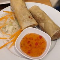 Spring rolls, which are vegan (no egg) even though menu says otherwise (the lady helped us!) at Asian Healthy Foods in Tromsoe