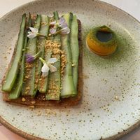 Asparagus Galette, caramelized shio Koji, fermented carrot  at Astera in Portland