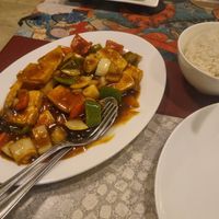 Tofu Szechuan and boiled rice. Fully vegan and really yummy. at Asia Restaurant Dubrovnik in Dubrovnik
