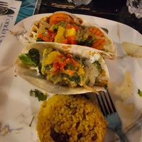 Veggie tacos with rice at La Fonda Gourmet PR in Luquillo