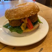 Bagel falafel and hummus at Costa Coffee in Krakow