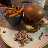 Vegan burger with extra bacon and sweet potato fries (upgrade)  at Lounges - Vito Lounge in Fareham