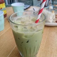 Iced oat matcha latte at Beach Bar in Merewether