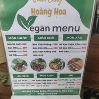 Menu at Quán Chay Hoàng Hoa Vegan Bảo Lộc in Bao Loc