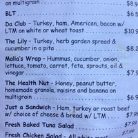 Another part of the lunch menu at Malia's Cafe in Ocean City