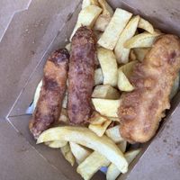£6.50 Vegan sausage and chips   at Longsands Fish Kitchen in Tynemouth
