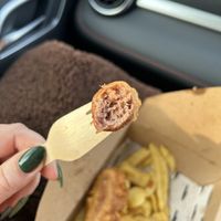 Vegan sausage inside  at Longsands Fish Kitchen in Tynemouth