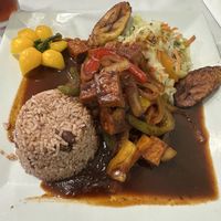 Jerk tofu, the slaw was delicious too!  at Tropical Flava in Macon