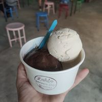 Chocolate and toffee coconut at Lahla Ice Cream Khao Soi in Chiang Mai