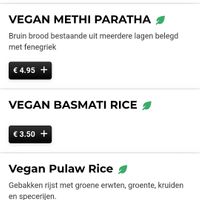 Vegan menu at Darjeeling in Krommenie