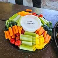 Small veggie tray with homemade vegan ranch at Syracuse Cooperative Market - Salt City Market in Syracuse