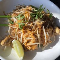 PadThai with egg and mock chicken at Plumeria in San Diego