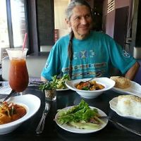 Pumpkin Curries, summer salad, brown+white rice, Thai ice tea at Plumeria in San Diego