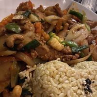 The Kung Pao with Panko mock chicken was so good!   at Plumeria in San Diego