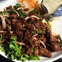 Duck Larb I got mine level 10 I recommend asking if u can get it with fresh Thai chili’s  at Plumeria in San Diego