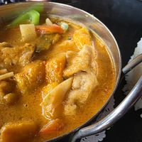 Pumpkin Curry 🍛 with rice 🍚 at Plumeria in San Diego