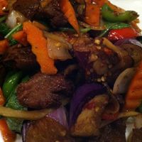 Eggplant with beef at Plumeria in San Diego