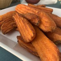 Chonky sweet potato fries  at Sharky's On the Pier in Venice