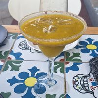 Passion fruit margarita at Gracias Madre in Puerto Villamil
