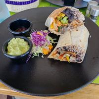 Vegan burrito at Gracias Madre in Puerto Villamil