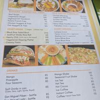 Menu at Highland in Bohol
