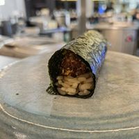 Panko fried eggplant, miso mayo and sesame seeds. There was great flavour and crunchiness from the fried sesame seeds.  I think this handroll will be the favourite of the current s at RAPPU Handroll Bar in Central Singapore