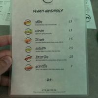 Vegan menu  at RAPPU Handroll Bar in Central Singapore