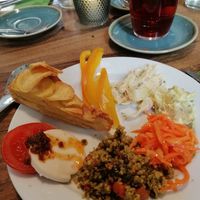Vegan mozerella, salads, tortilla at Bistro Bardot in Berlin