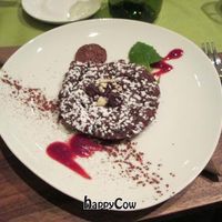 Warm chocolate 'tart' (more like brownie in a biscuit form) at Bistro Bardot in Berlin